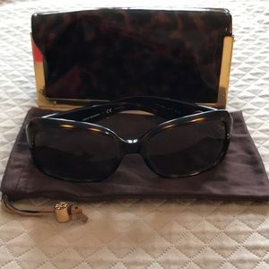 Tory Burch tortoise sunglasses and case